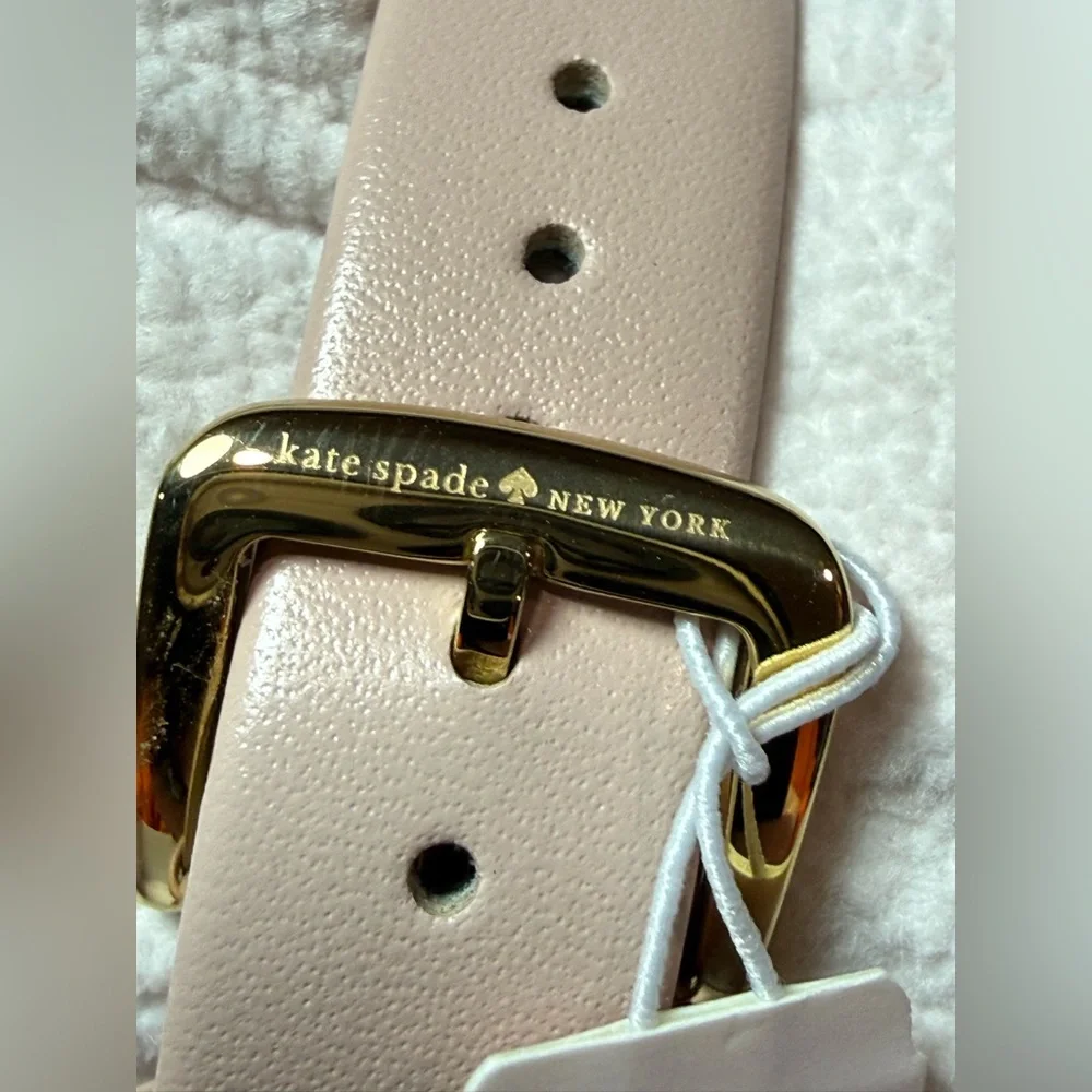 Kate Spade New York KSW9023 Crystal Dial Blush Leather Watch & Box NWT